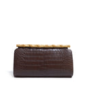BAMBOO CLUTCH CROCO MATTE CIOCCOLATO