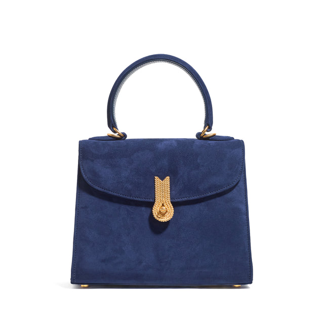QUEEN HANDBAG POCKET SUEDE NAVY