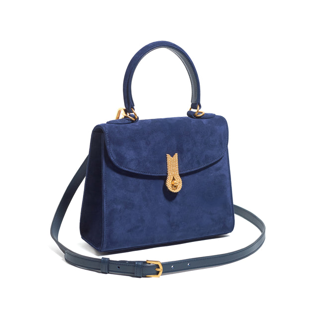 QUEEN HANDBAG POCKET SUEDE NAVY